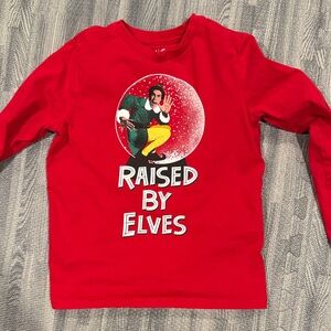 GAP Red Long Sleeve Kids Tee with Elf Design